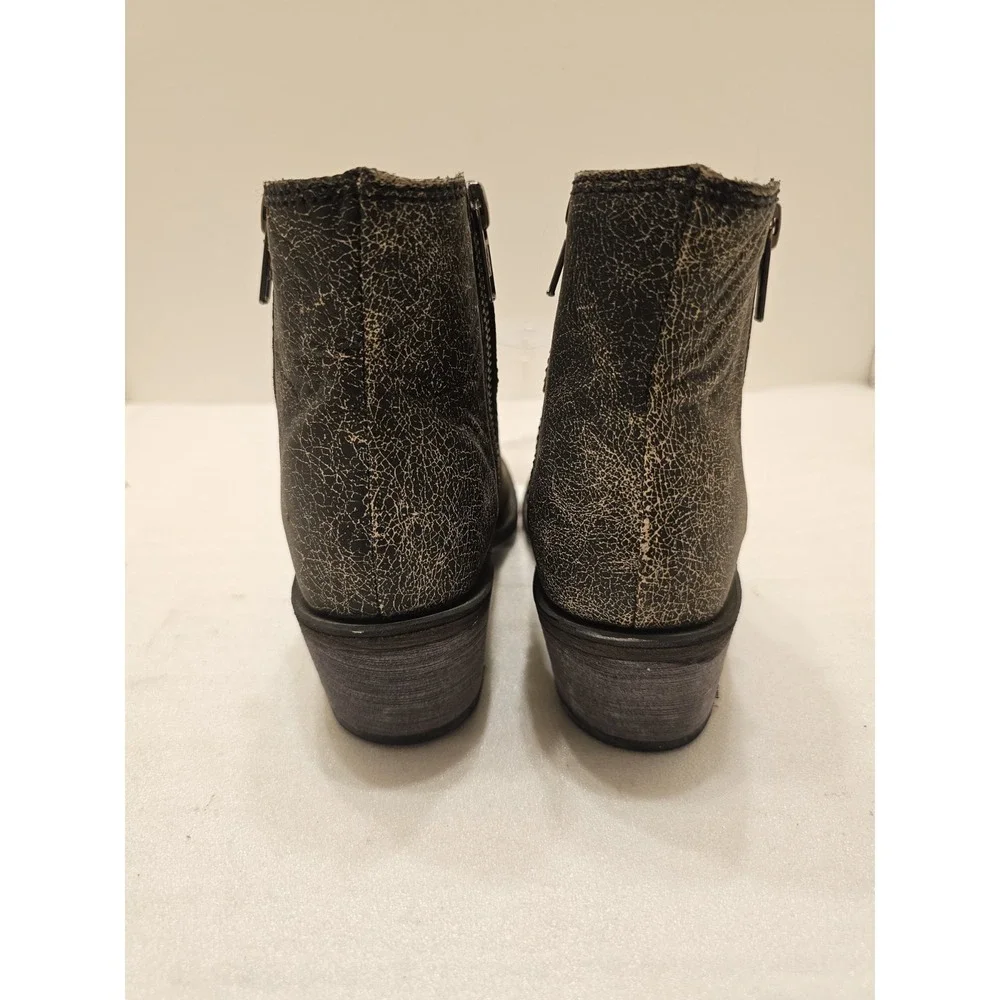 Old West‎ Kids Brown Distressed Leather Zipper Ankle Boots Size 2.0 D